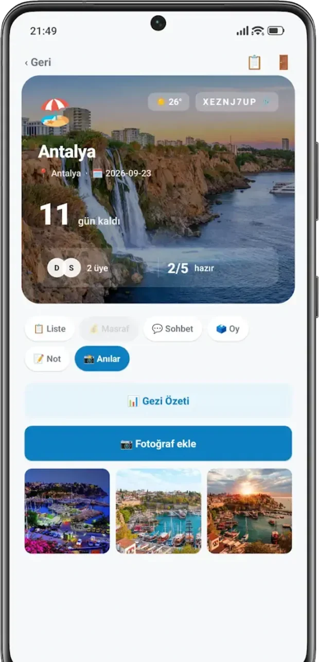 Memories tab: shared photo album